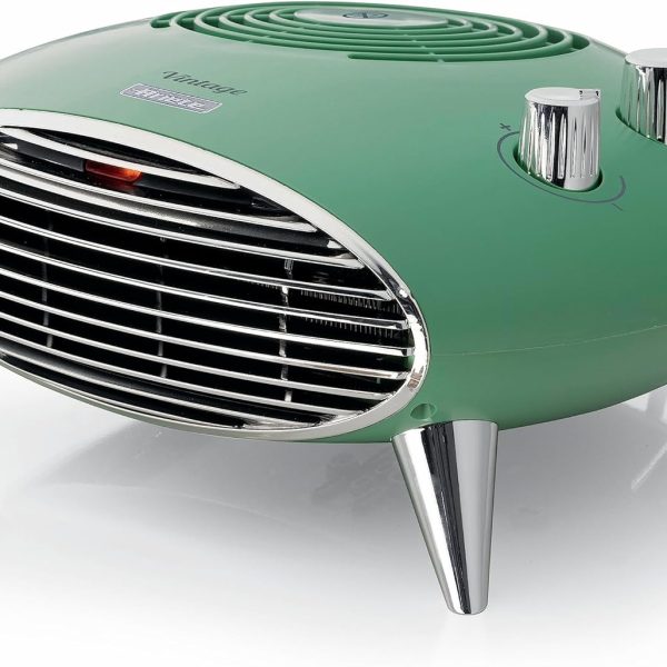 Ariete 8211 Termoventilatore da tavolo, Stufetta elettrica, 2000W, Termostato, Silenzioso, Griglia e piedi cromati, Verde