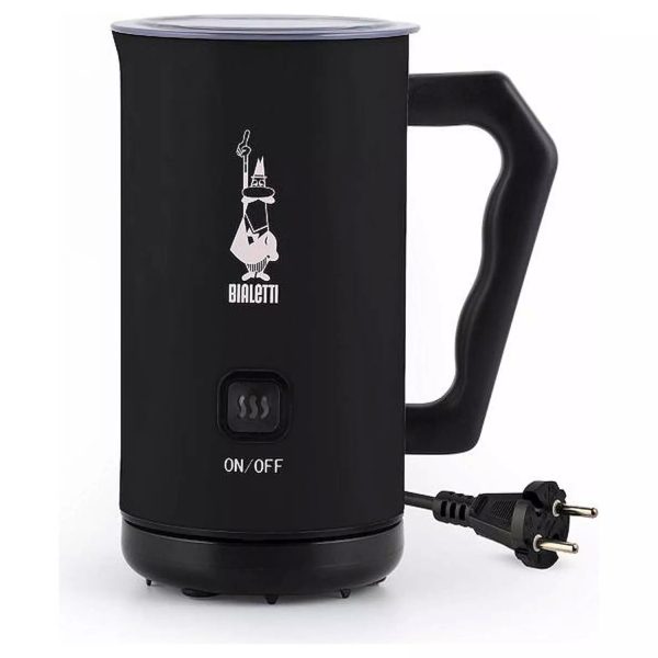 Bialetti Milk Frother Elettrico, Montalatte per Cappuccino, Capacità 150 Ml Cappuccinatore 300 Ml Latte Caldo, NERO