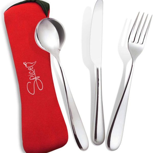 SPICE SET 3 POSATE ACCIAIO INOX FORCHETTA - COLTELLO - CUCCHIAIO CUSTODIA SPP045