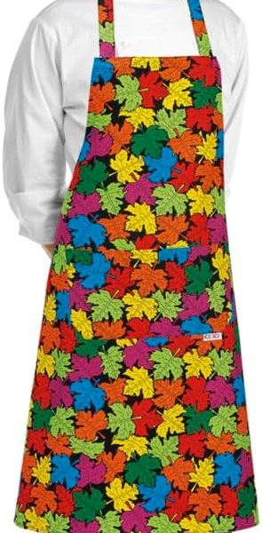 EGOCHEF Grembiule fantasia FOLIAGE con pettorina e tascone 100% cotone