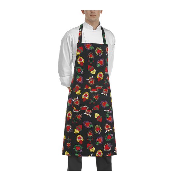 EGOCHEF Grembiule fantasia HEARTS CUORI con pettorina e tascone 100% cotone