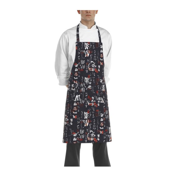 EGOCHEF Grembiule fantasia JAPAN con pettorina e tascone 100% cotone