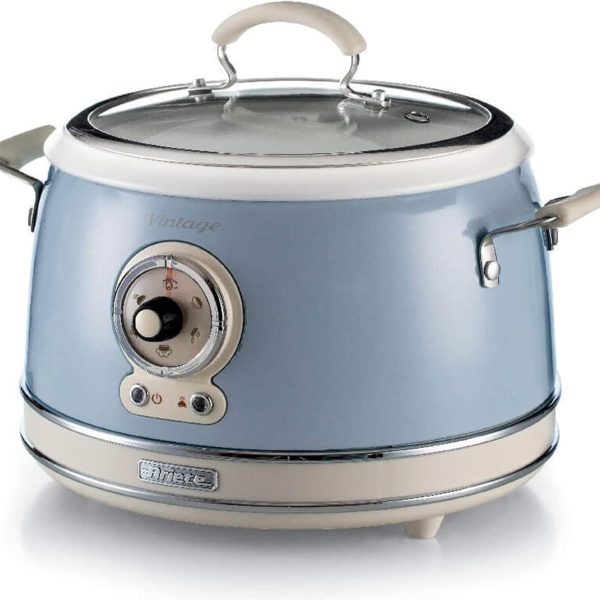 Ariete 2904 Rice Cooker - Cuociriso Elettrico con bowl in ceramica - Sushi fatto in casa - Multicooker - Linea Vintage - 3,5 L - 650 W - Celeste