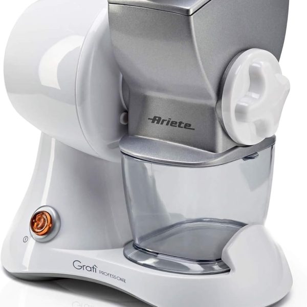 Ariete 448 Gratì Professional - Grattugia elettrica con rullo professionale, Contenitore estraibile con tappo salvafreschezza, 120W