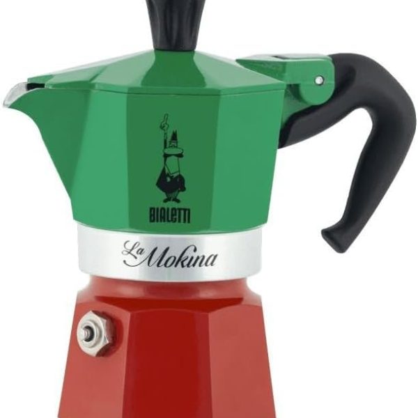 Bialetti MOKINA 5650 - Moka Express Tricolore Verde/Rosso/Bianco 1/2 Tazza 30 ml