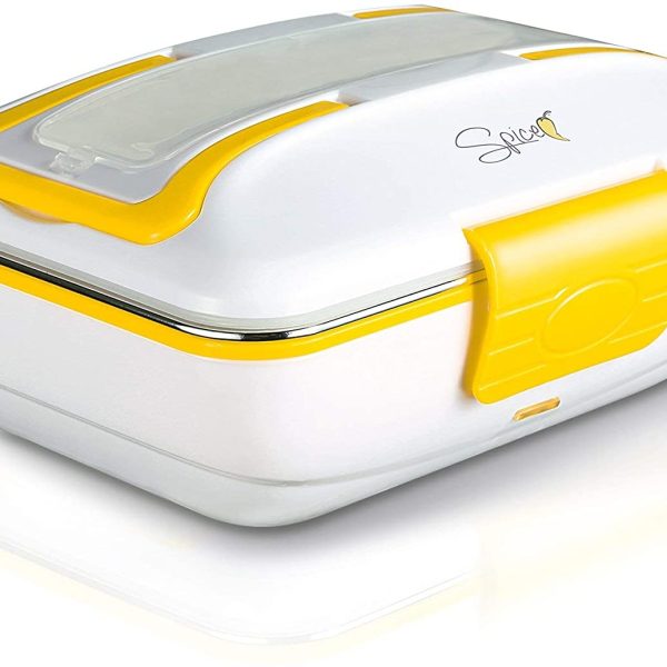 SPICE - Amarillo Inox scaldavivande Elettrico vaschetta Estraibile Acciaio Inox - Coperchio con Guarnizione - Portatile Box portavivande Termico (0,9 L) SPP030