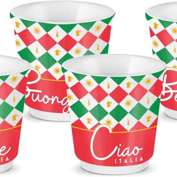 Bialetti - Set 4 Bicchierini Tricolore CIAO AMORE BUONGIORNO BELLISSIMA TRICOL02