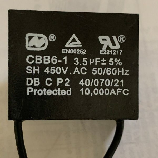 CONDENSATORE ALTA TENSIONE CBB6-1 3.5uF 5% sh450V AC 50/60HZ MACCHINA PANE N.729
