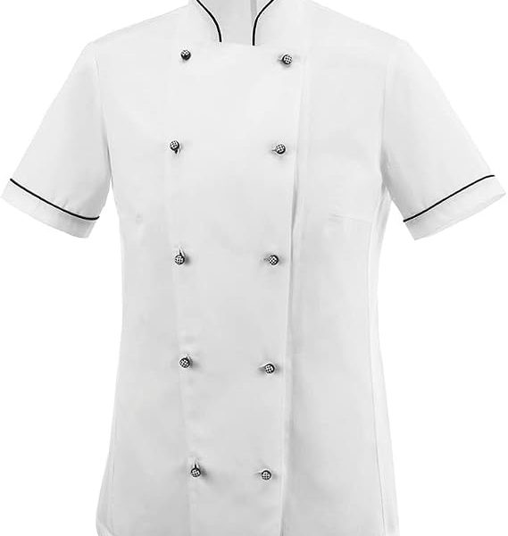 EGOCHEF - Giacca Donna Cuoco DIOR Taglia L BIANCO maniche corte 100% Microfibra